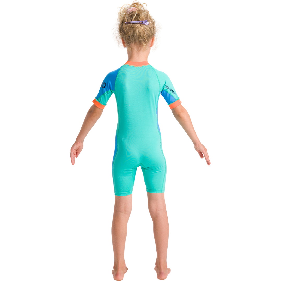 2026 C-Skins Junior Nuwave UV Surfanzug C-NLYSUNSH - Aqua / Orange / Green